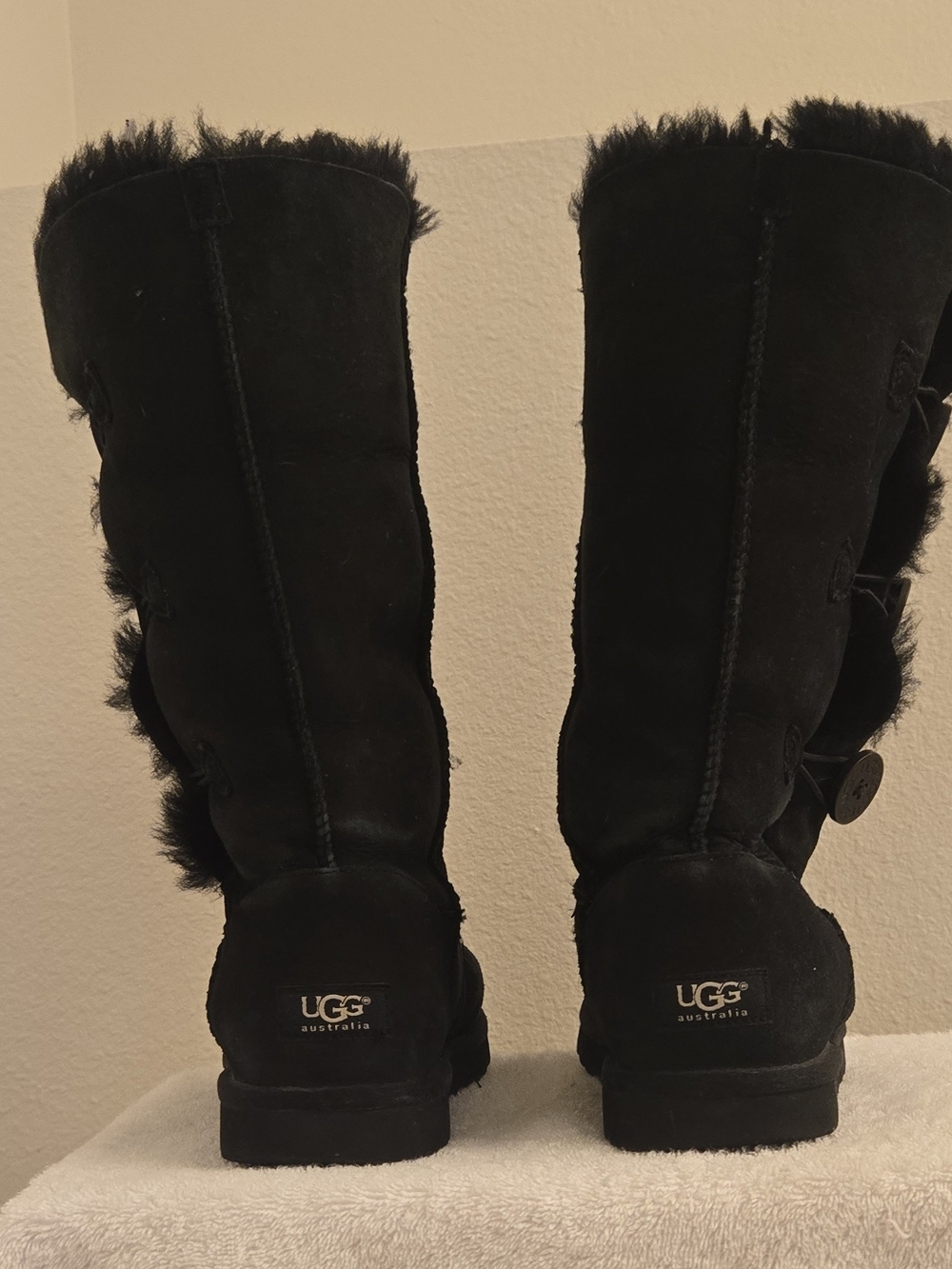 UGG Tall Black Button-Accent Suede Winter Boots - Picture 5 of 9